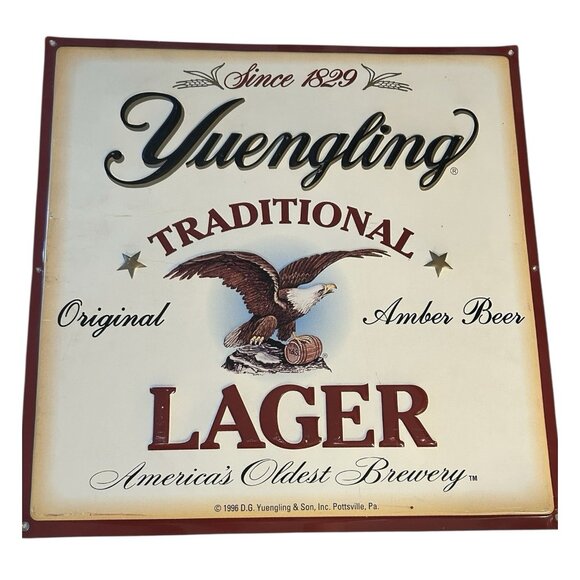 Vtg 1996 Yuengling Traditional Lager Beer Bar Pub Metal Advertisement Sign 16" - Picture 1 of 7